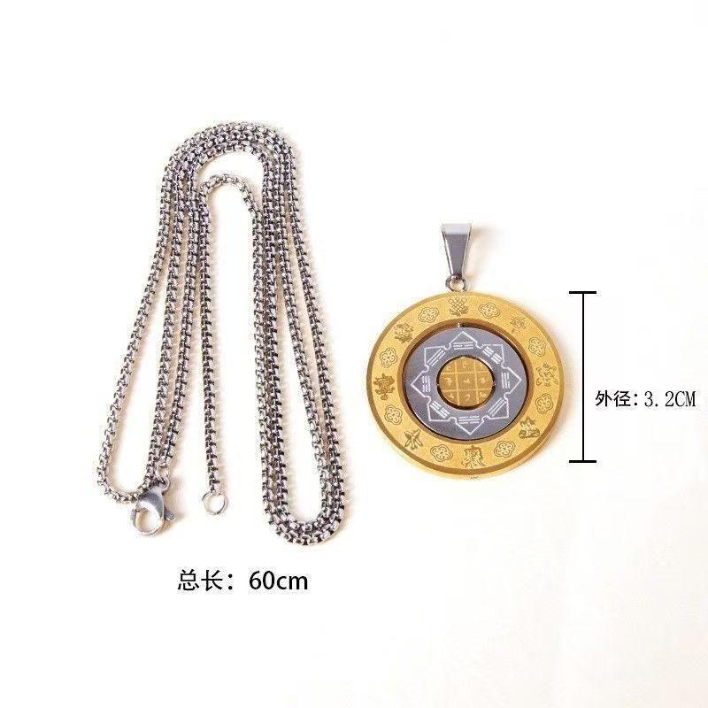 3 Layer Rotatable Necklace 12 Zodiac Manjushri Eight Trigrams Pendant Six Syllable Mantra Amulet Jewelry for Men & Women New