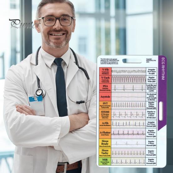 1/4Pcs Transparent EKG Calipers Reference Badge ID Cards Waterproof Wear-Resistant Mini Size EKG Interpretation Rulers