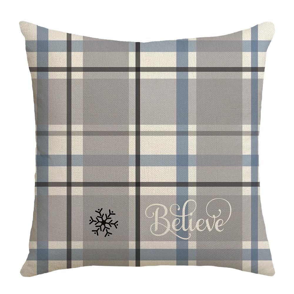 Blue Little Snowman Snowflake Element Festive Warm Atmosphere Pillowcase Linen Print Pillow Bedroom Bedside Mat