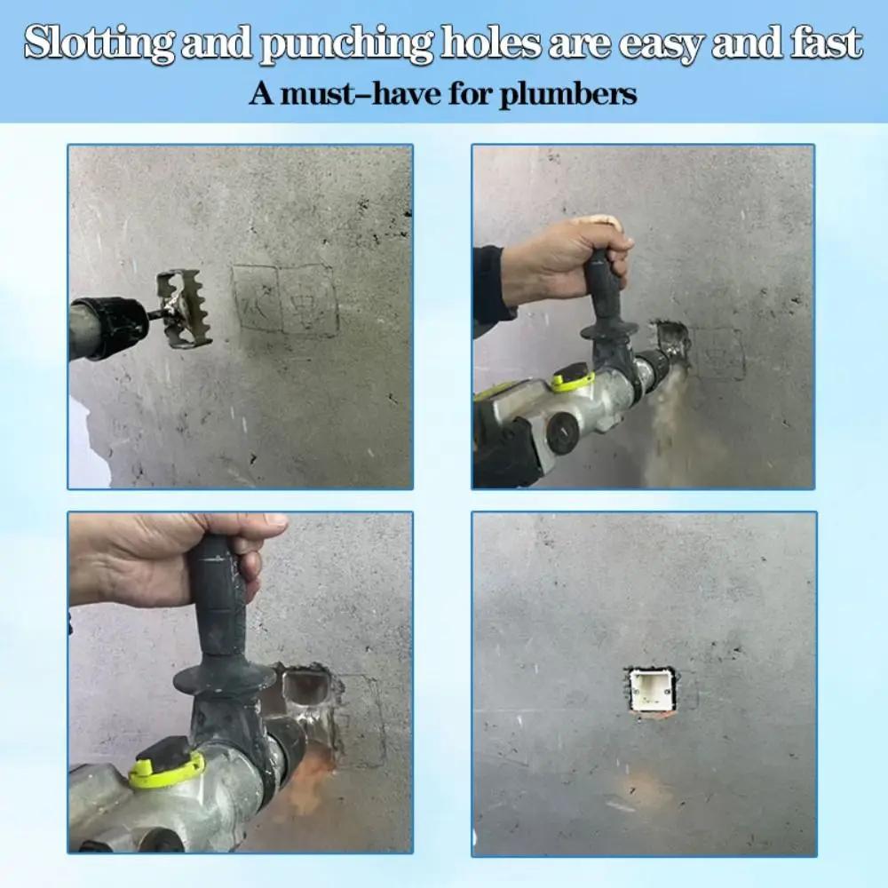 Portable Square Hole Punch Trapezoidal Teeth Multi-function Concrete Hole Bit Rectangle Slot Tool Square Hole Socket Sloter