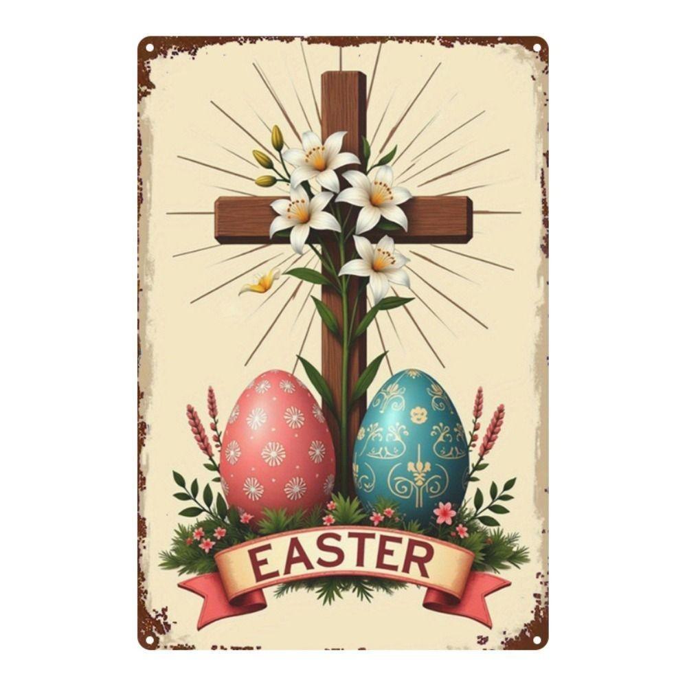 Easter Rabbit Metal Tin Sign Wall Art Decor 20x30cm