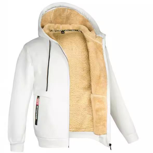 Men's Lamb Fleece Hoodie: Velvet-Lined, Thickened, Autumn/Winter, Casual Sportswear Jacket