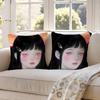 M-Manga G-Girl Pillow Case Anti-dustmite Pillowcase Invisible Zipper Silky Short Plush Sofa Cushion Cover