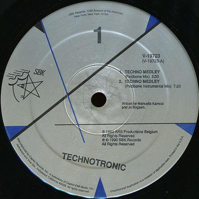 12inch Record TECHNOTRONIC - Techno Medley / Rockin' Over The Be V19723 SBK Records 1990 US Dance & Electronica Used