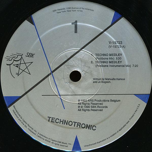 

12inch Record TECHNOTRONIC - Techno Medley / Rockin Over The Be V19723 SBK Records 1990 US Dance & Electronica Used
