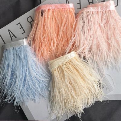 1M Ostrich Feathers Trim High Quality 8-10cm Feather Ribbon Fringe for DIY Sewing Dress Clothes Decorations