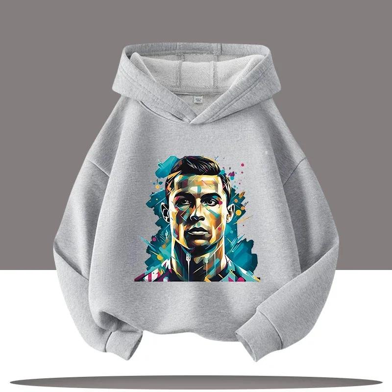 Haine noi de iarnă/toamnă Hanorac cu glugă pentru copii Ronaldo Tricou sport pentru băieți Imprimeu desen animat cu vedetă de fotbal Hanorace casual pentru copii