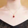 S925 Sterling Silver Fu Gourd Carnelian Pendant Necklace - Women's Chinese Style, Elegant Fresh Fashion Clavicle Chain