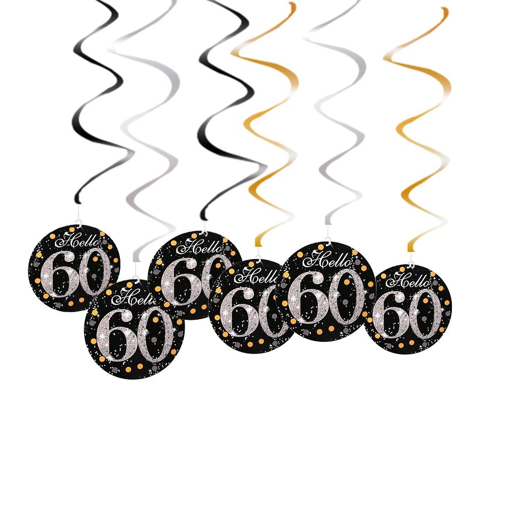 6 pezzi in PVC a spirale buon compleanno ricciolo 18 21 30 40 50 60 70 anni ornamenti appesi decorazioni per feste di compleanno