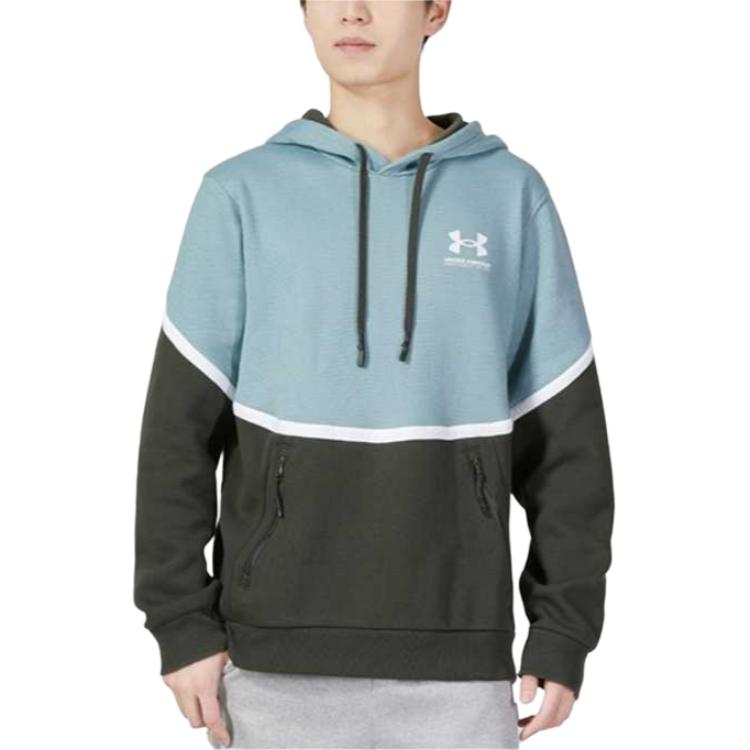 Under Armour Rival Amp Color Block Fleece Hooded Training Sweatshirt Men sweatshirt Blue 1357090-424
