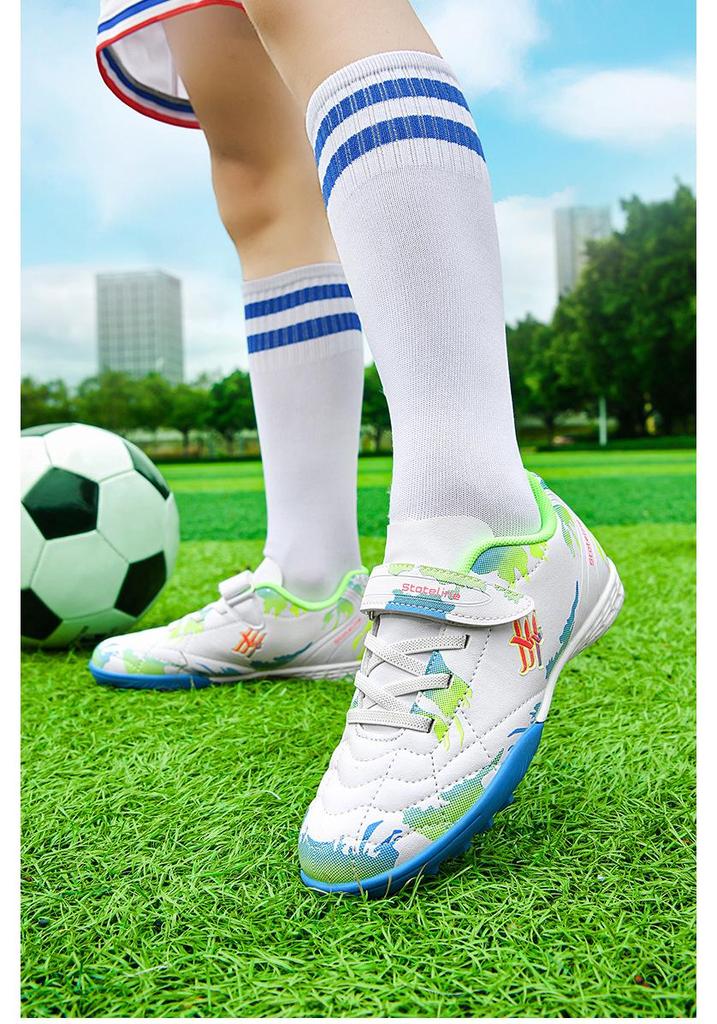 Children's Velcro Studded Football Shoes for Teens - Boys & Girls Grass Training Sports Sneakers