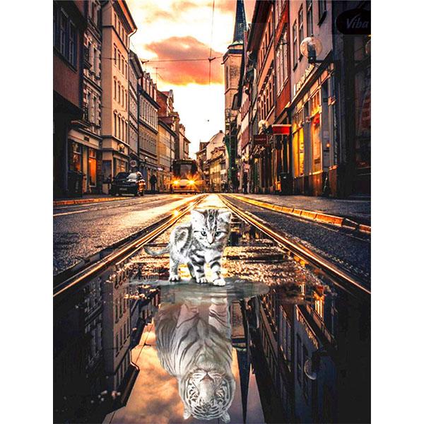 5D DIY Diamant Malerei Katze Strass Bild Diamant Stickerei Reflexion Tier Kreuzstich Mosaik Tiger Wandkunst