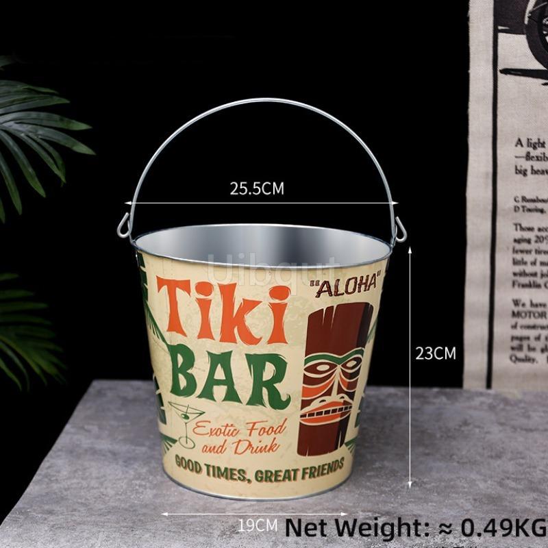 Internet Celebrity Retro Beer Beverage Ice Bucket High Aesthetic Home Handheld Tin Ice Bucket Camping Bar KTV Tonneau En Bois