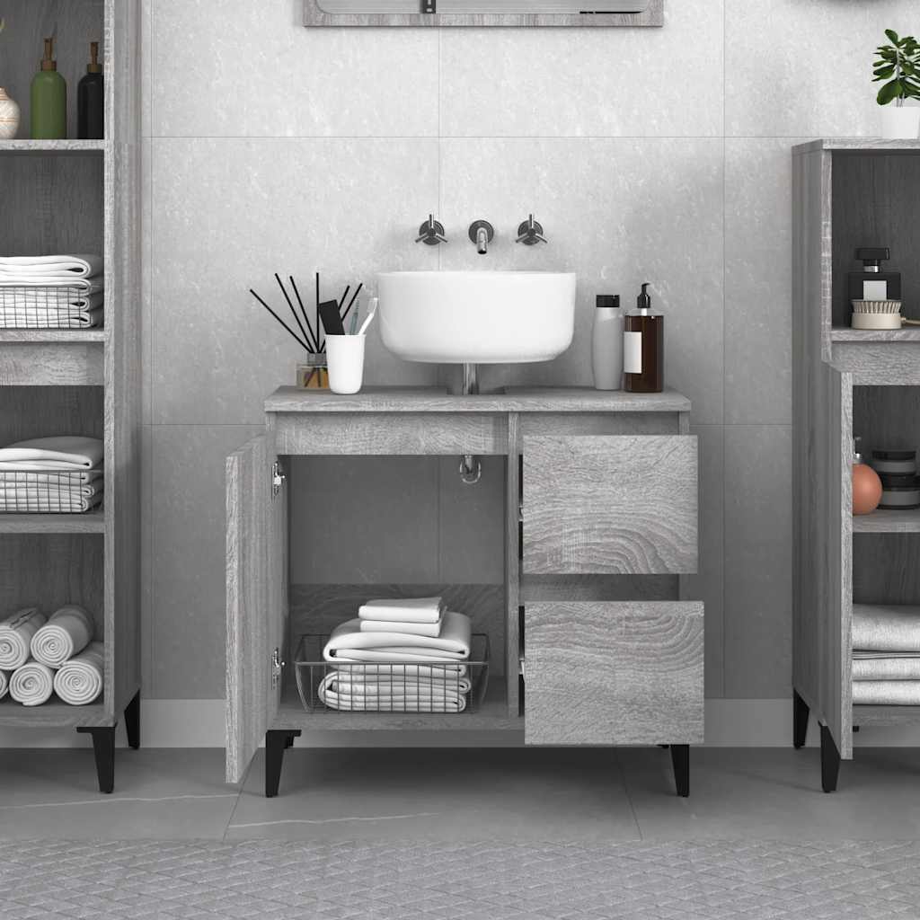 Bathroom Cabinet Gray Sonoma 65 X 33 X 60 Cm Particleboard