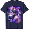 Cosmic Wolf Howling Graphic Tee Men Casual Round Neck Breathable Cotton Print Tshirt