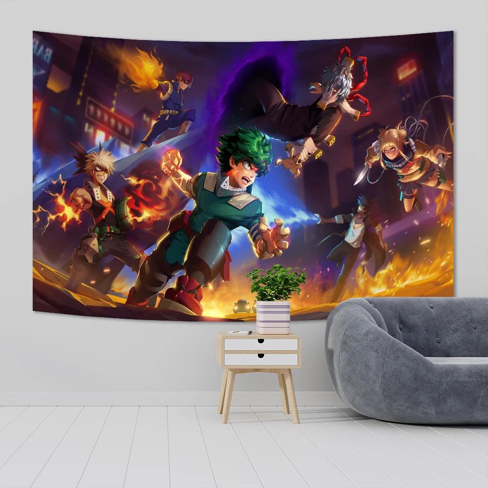 Tapeçaria de Parede My Hero Academia Decoração Kawaii para Quarto Desenhos Animados Anime MHA Pôster de Arte Papel de Parede Mural Tapeçaria Decoração de Quarto de Adolescente