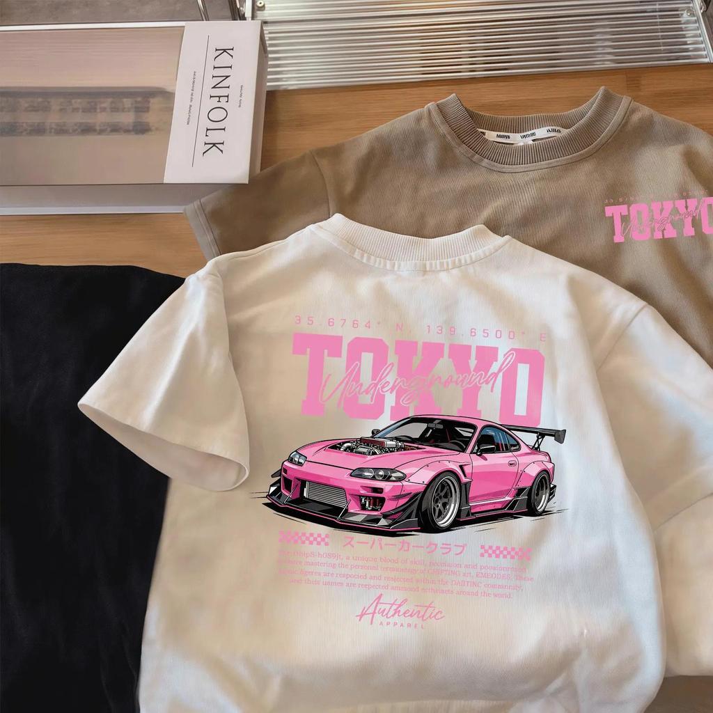 Kids Short Sleeve T-Shirt, Letter & Car Print, Crew Neck, Casual Comfort All-Match Daily Top