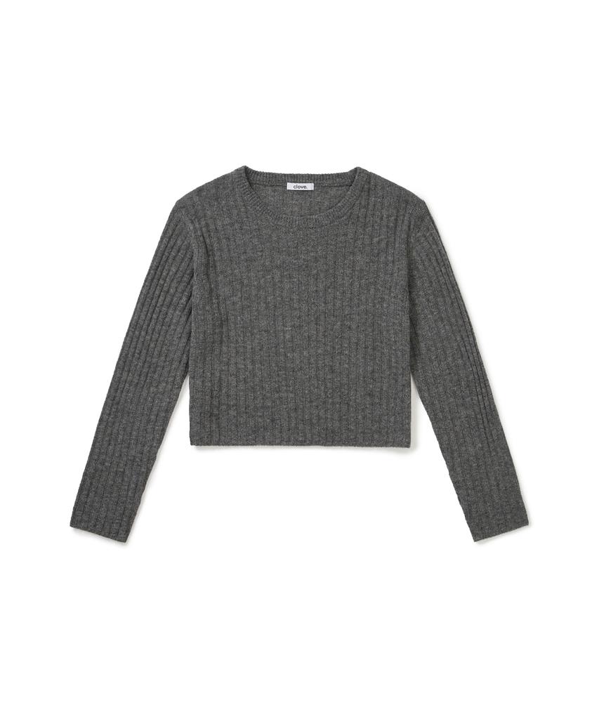 CLOVE [25Fw Clove] Ribbed Cropped Knit (Charcoal)