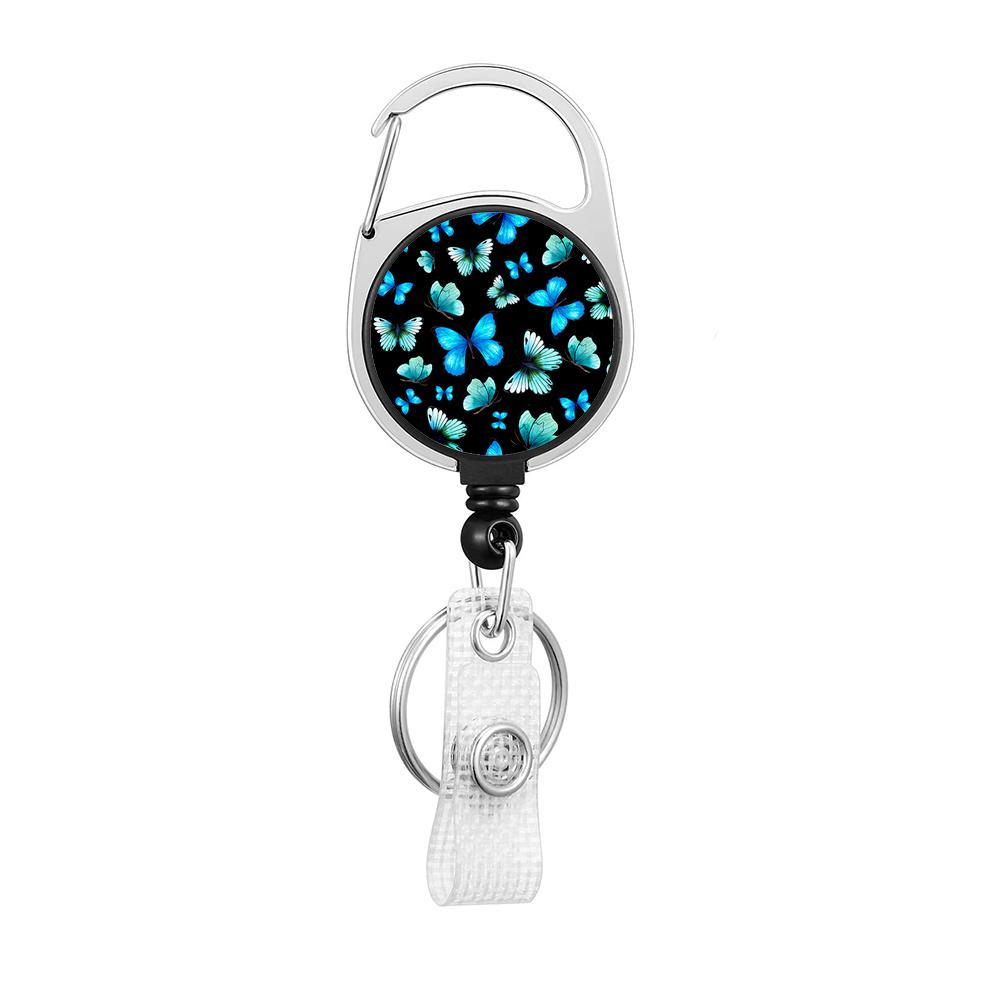 Flower Butterfly Chrysanthemum Doctor ID Badge Clip Lanyards Holder Porta Credencial Reel Nurse Retractable Keychain Wholesale