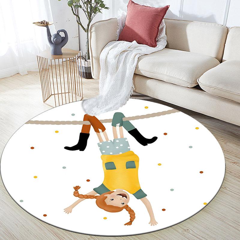 Pippi Cartoon pattern round rug,Carpet Rug for Living Room Bedroom Playroom ,Non-slip Floor Mat,Holiday Gifts and Birthday Gifts.