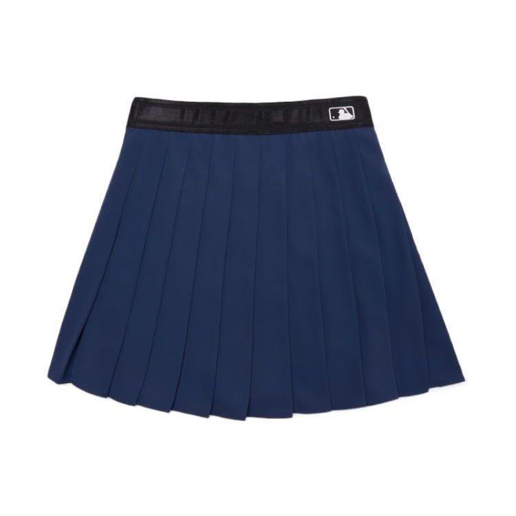 MLB New York Yankees Logo Letter Fit Solid Pleated Comfortable Sports Casual Skirt Women skirts Navy-Blue 3FSKB0123-50NYL