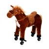 Ride-On Horse for Children, Plush Horse on Wheels, Sounds, Handle, 75 cm Tall, Brown