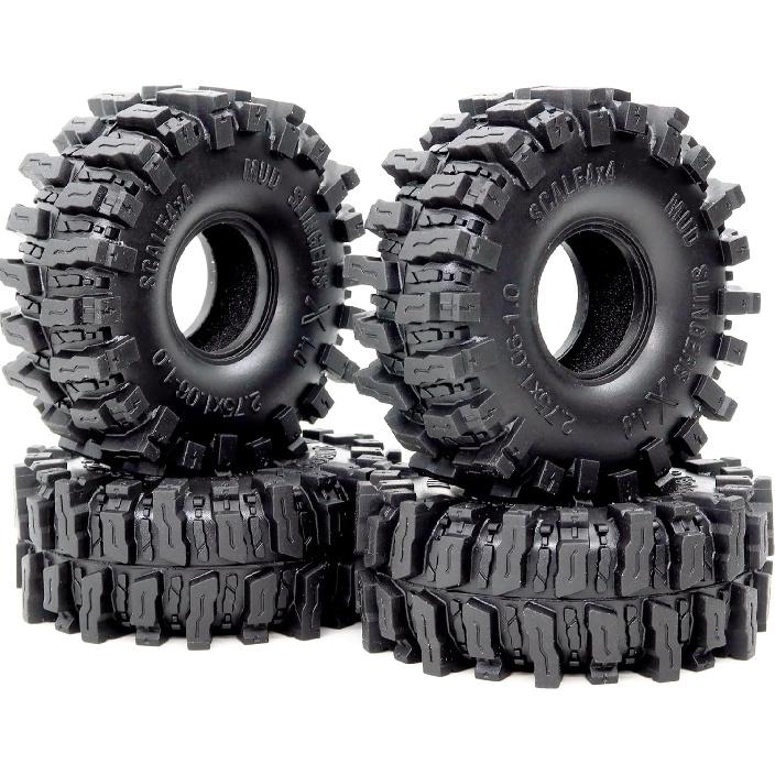 HOBBYSOUL 1.0 Crawler Tires 70mm Tall 1.0'' Mud Slingers X Super Soft Sticky Tyre for RC 1/24 SCX24 1/18 TRX4M Upgrades