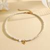 Bohemian Choker neck Initial necklaces heart-shaped shell letter pendant beads Women's stainless steel necklace woman trend2025
