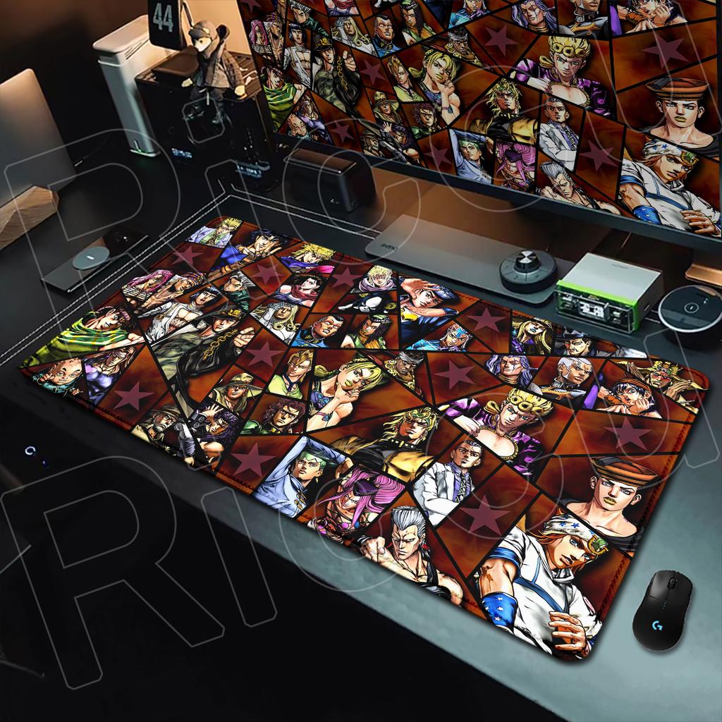 Anime Jojo Bizarre Adventure Mouse Pad Gamer Rubber Non-slip Base Deskmat Kujo Jotaro Cabinet Keyboard Gaming Office Accessories