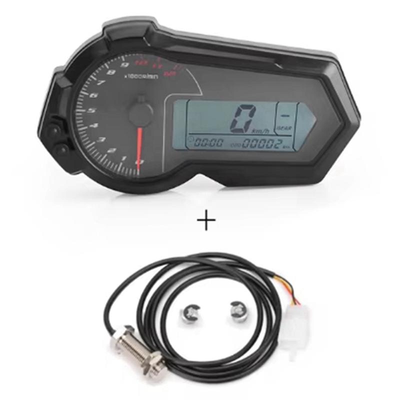 Universal 1200RPM Motorcycle Odometer Tachometer UTV LCD Digital Speedometer Gauge For 2,4 Cylinders N1-6-A02G