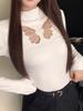 Plush Spicy Girl Butterfly Hollow Long Sleeve Turtleneck Women's Autumn/Winter Top