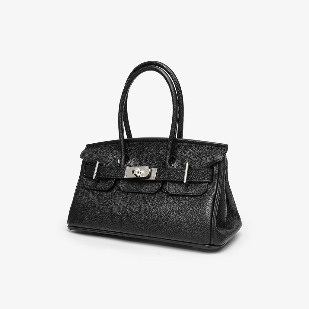 Top Layer Cowhide Togo Leather Horizontal Platinum Bag Leather Women's Bag 5 Large Capacity Commuter Tote Bag Shoulder Crossbody Bag