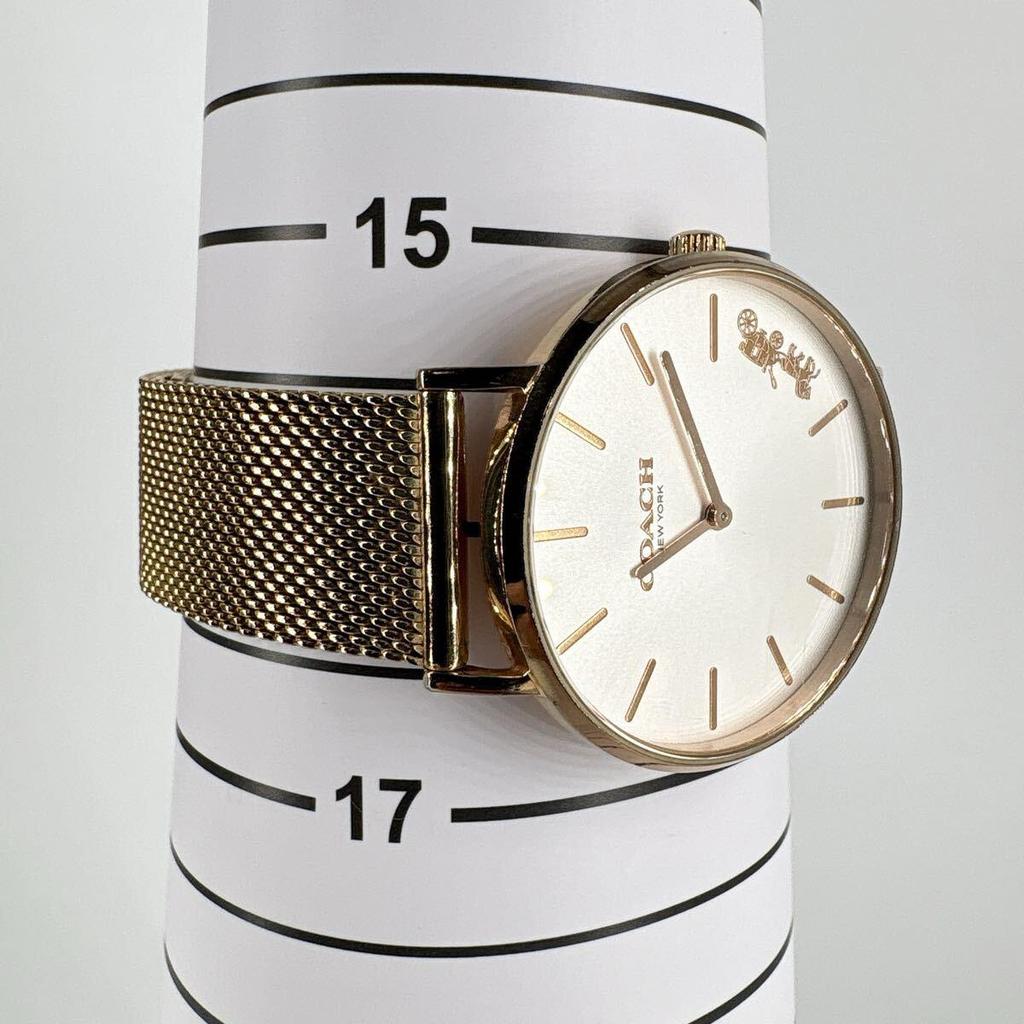 Used [New battery replacement/working item] COACH Women's Watch Rose Gold Perry Mesh Belt QZ Quartz