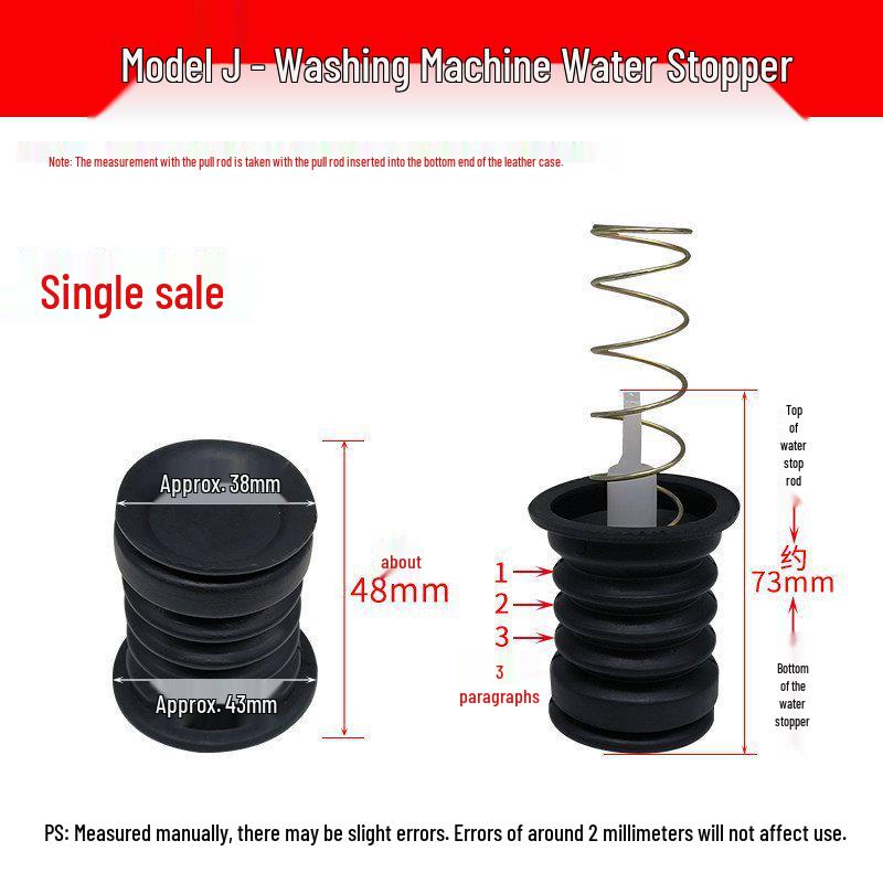 Rubber Drain Plug & Sleeve with Spring for Semi-Automatic Twin Tub Washing Machine