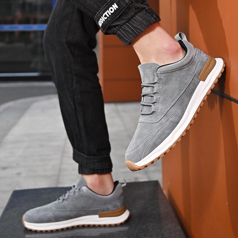 New Spring Sports Casual Men's Shoes Breathable Leather Versatile Men's Trendy Shoes Trendy Outdoor Running