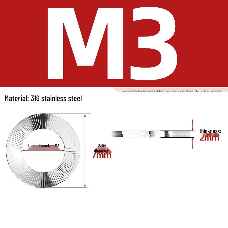 DIN25201 304 Stainless Steel Self-Locking Double Stack Washer, 65Mn Manganese Anti-Loosening, Double-Sided Tooth Layer.