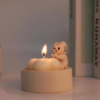 Kitten Candle Holder Warming Paws Cute Scented Light Holder Cartoon Cat Aromatherapy Candle Holder Candlestick Desktop Ornaments