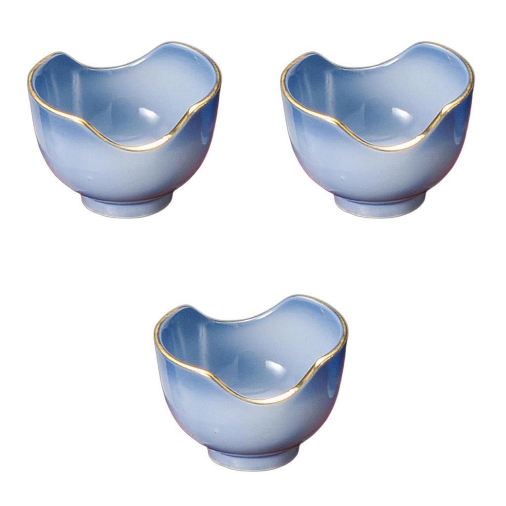 Setomonohonpo (Setomonohonpo) Set of 3 Dark Cobalt Double-Cut Delicacy (with Gold) [5 X 3.5cm] | Delicacy Ceramics