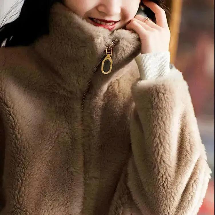 Pile Pile Pile Pile da Donna in Pile Corallo a Doppia Faccia Pigiama Casual Autunno e Inverno Outdoor Plus Velluto Spesso Caldo Giacca in Pile Polare