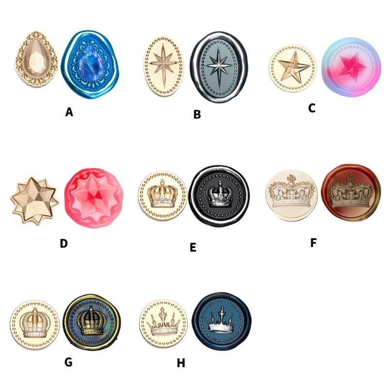 Pendant Series Sealing Waxed Stamp Brass Head Crown Wax Seal Stamp for Invitation Card Scrapbooking Decorations