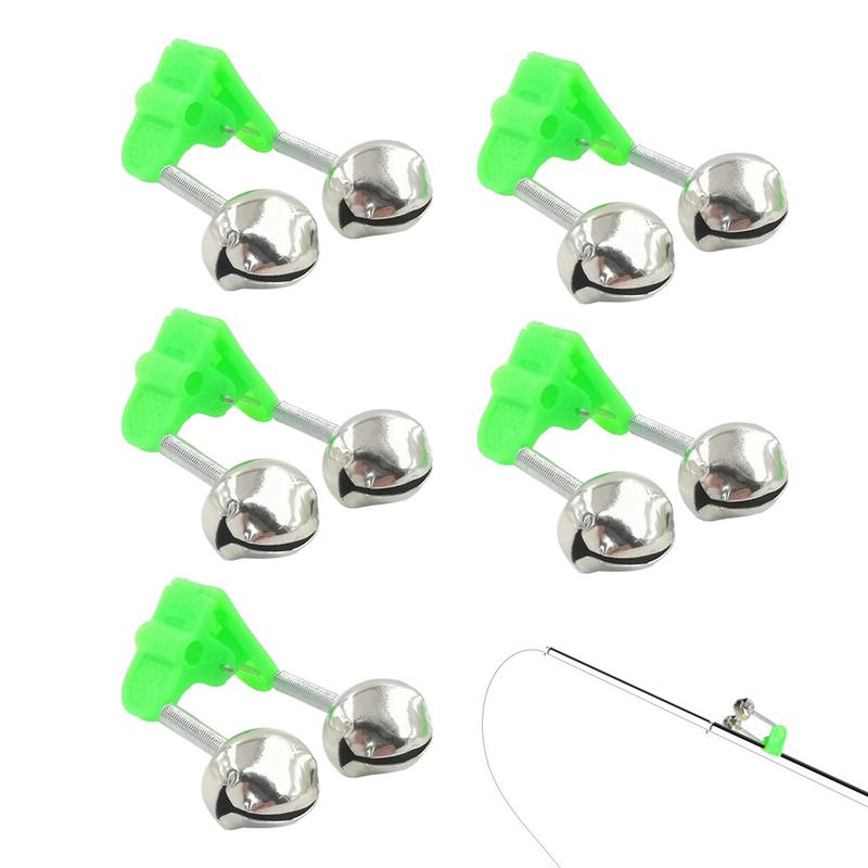 Fishing Rod Alarm 5 pcs Fishing Bell Fish Bite Alarm Fishing Bells Clips Rod Clip Tip Fishing Bite Alarm with Double Alert Bells