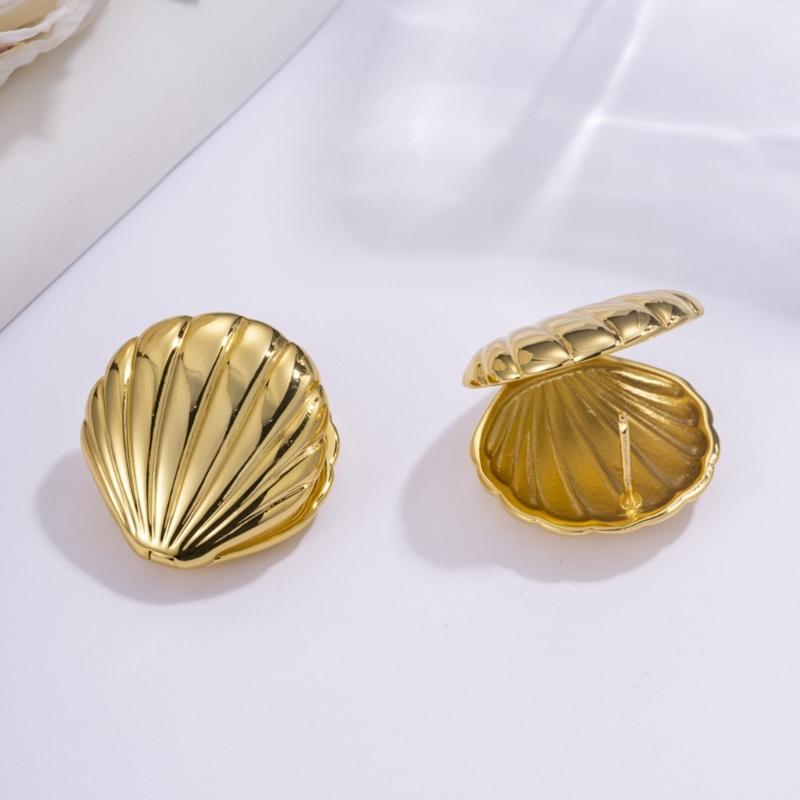 Kleine Piercing Ohrringe Einfache Kleine Muschelförmige Stecker Ohrringe Süß Cool Party Schmuck Mode Metall Ohr Schnalle