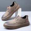 Spring leather breathable men's shoes 2025 new versatile Korean version trend thick-soled non-slip casual leather shoes men's board shoes
