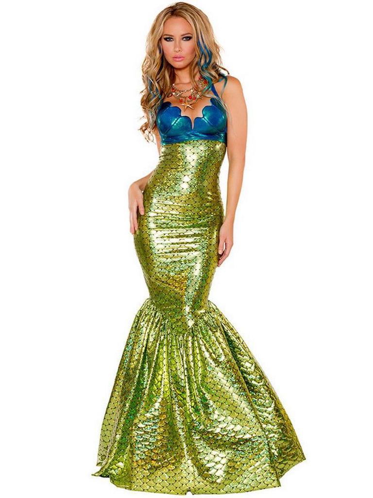 Adult Mermaid Sequin Princess Fishtail Cosplay Dress - Halloween Costume