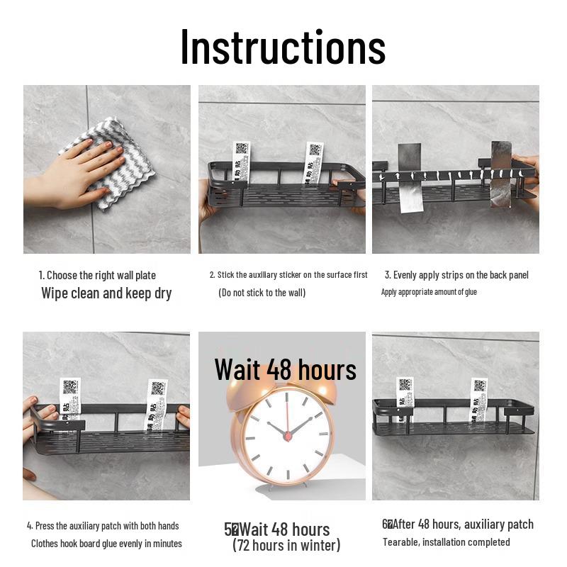 New 5 Yuan Off! Waterproof Punch-Free Adhesive Sticker for Bathroom Storage Rack