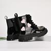 Girls Short Boots Sweet Love Heart Kids Princess Boots Black Glossy Versatile  Autumn  Children Leather Boots Side Zipper