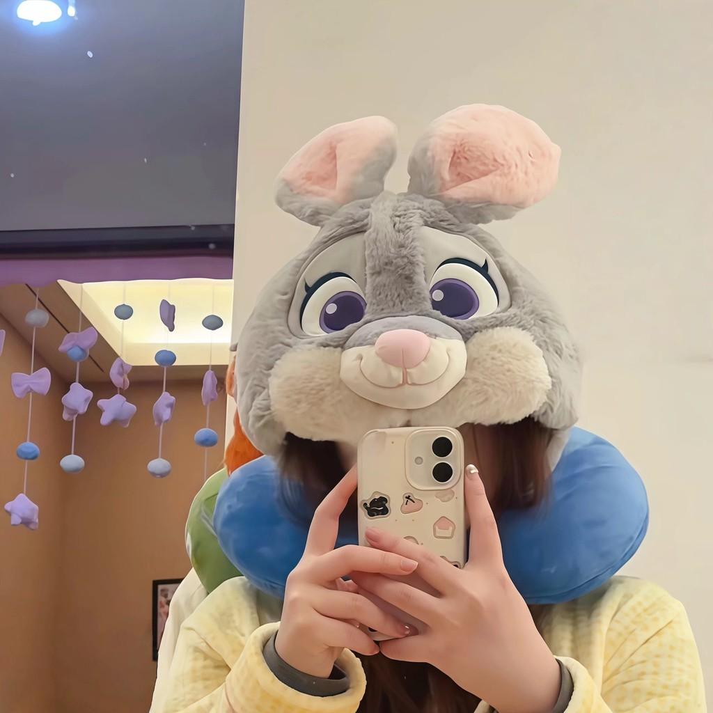 Zootopia Nick And Judy Cartoon Plush Hooded Neck Pillow With Pp Cotton For Kids
