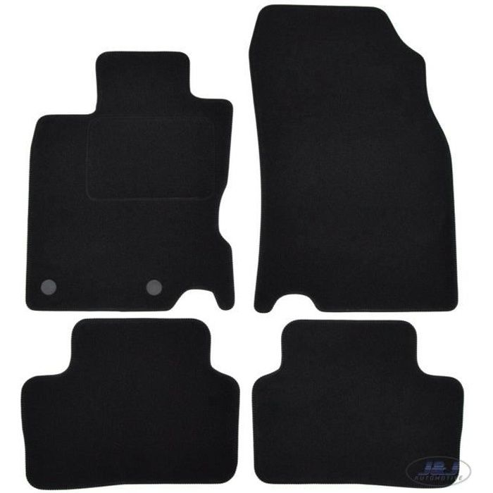 Tapis De Sol Noir Velours - J&J AUTOMOTIVE - Nissan Qashqai J11 - Sur Mesure - Antidérapant - Imperméable