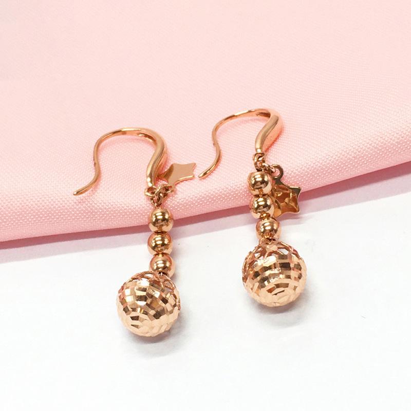 Color Gold Purple Gold Hollow Ball Earrings Rose Gold Plated Ear Buckle Simple Color Gold Ear Hook
