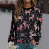 Fashion Women Christmas Print Party Round Neck Long Sleeve Socket Head Tops